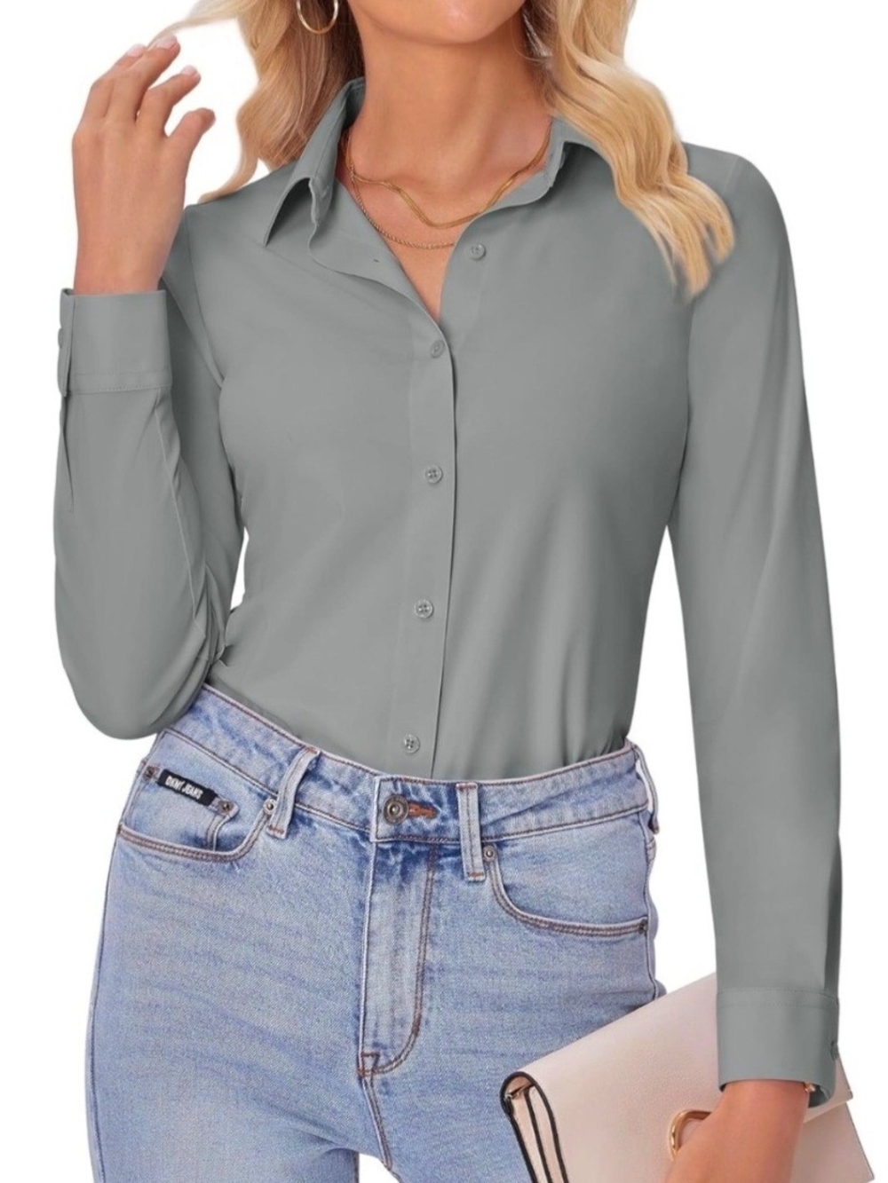 Lux Classic Button-Down Shirt in Light Gray